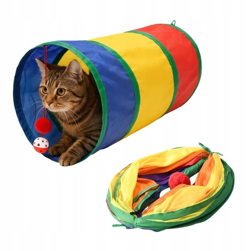 Tunnel für Katze, Kaninchen & Frettchen – Knister-Spielhaus 50 cm mit 101 Bällen