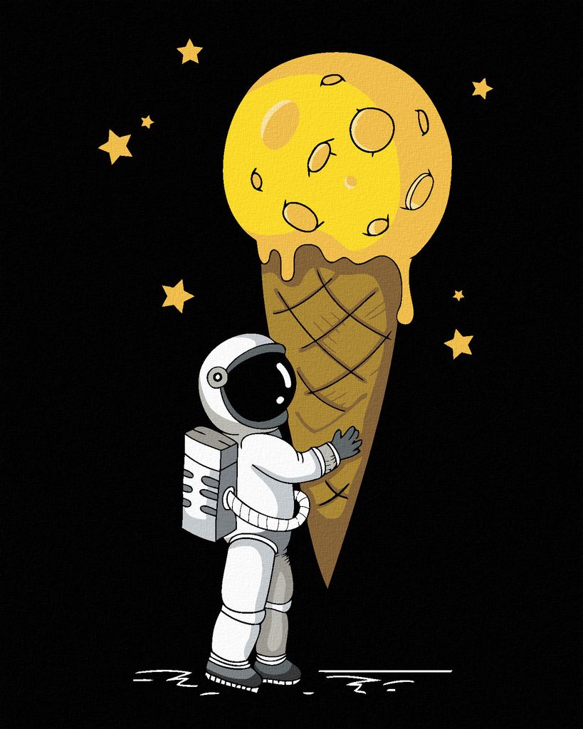 Zuty - Malen nach Zahlen - ASTRONAUT MIT EISCREME, 40x50 cm, ohne Keilrahmen
