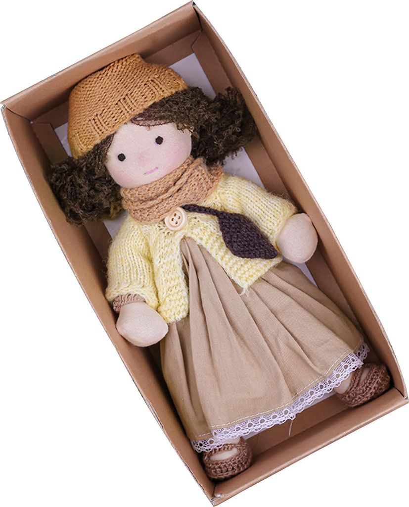 Stoffpuppe mit Gelenken - Verbesserter Körper, Baumwolle, 25cm - Für Rollenspiel, Sammler & Anziehpuppe