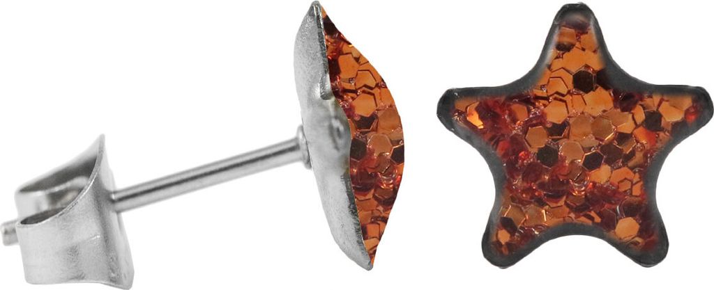 Ohrstecker Chirurgenstahl glitzernder Stern Farbe - Hellbraun