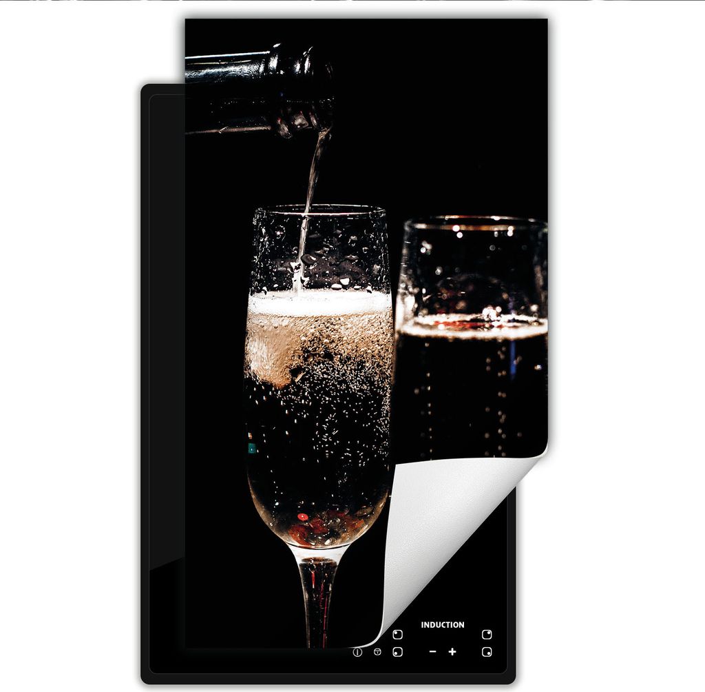 DarHaus Herdabdeckplatte 1 teilig 30x52 cm Anti Rutsch Matte Aufrollbar, schwarz - Wein
