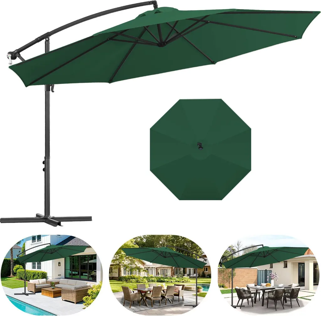 Ombrellone da Esterno Izrielar 350cm Verde - Design e Protezione UV - 15