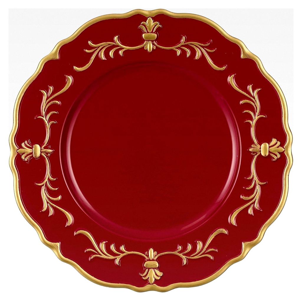 Platzteller aus Kunststoff im Antik-Finish Ø 33 cm - Tischdeko für den festlich gedeckten Tisch - Platzteller im Vintage-Look