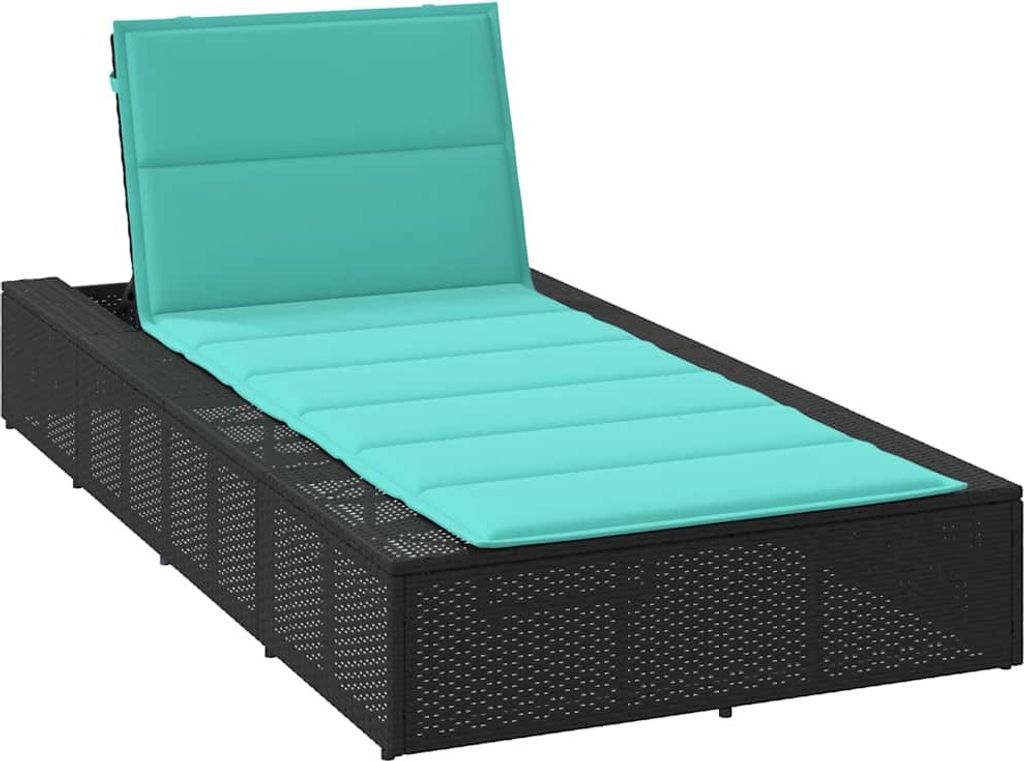 Möbel Sonnenliege mit schwebender Auflage Schwarz Poly Rattan - Gartenliegen 4104210