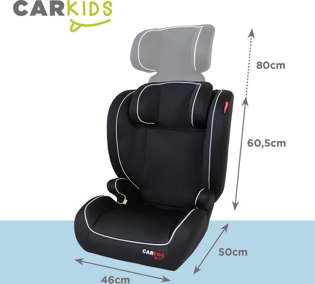 Carkids I-size Autositz Frankie 100-150cm Schwartz/Weiß