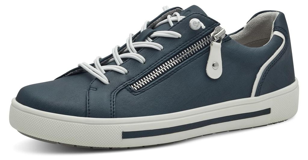 Jana Damen Sneaker flach mit Reißverschluss Vegan, Navy, 39 Produktbild 