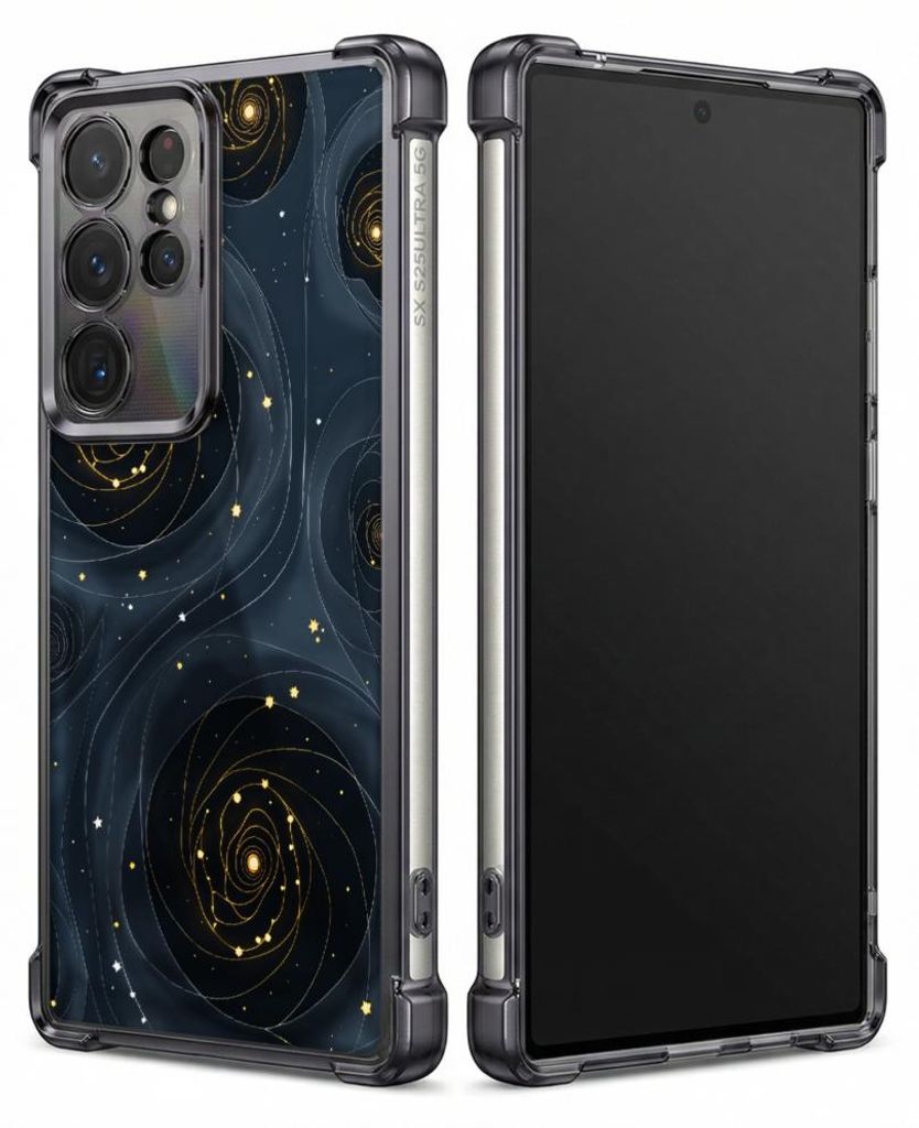 Personalisierte Hülle mit Bild für Samsung Galaxy S24 FE Elektroplattiert TPU Stoßdämpfer Handyhülle mit Sternenmuster der kosmischen Spiralga...