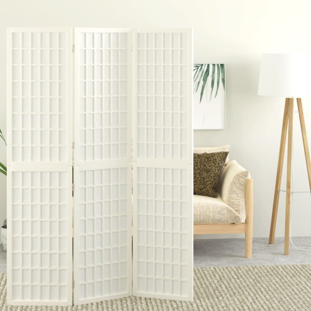 "Spring Sale"3-tlg. Paravent Japanischer Stil Faltbar 120x170cm Weiß DE948033 - Paravents