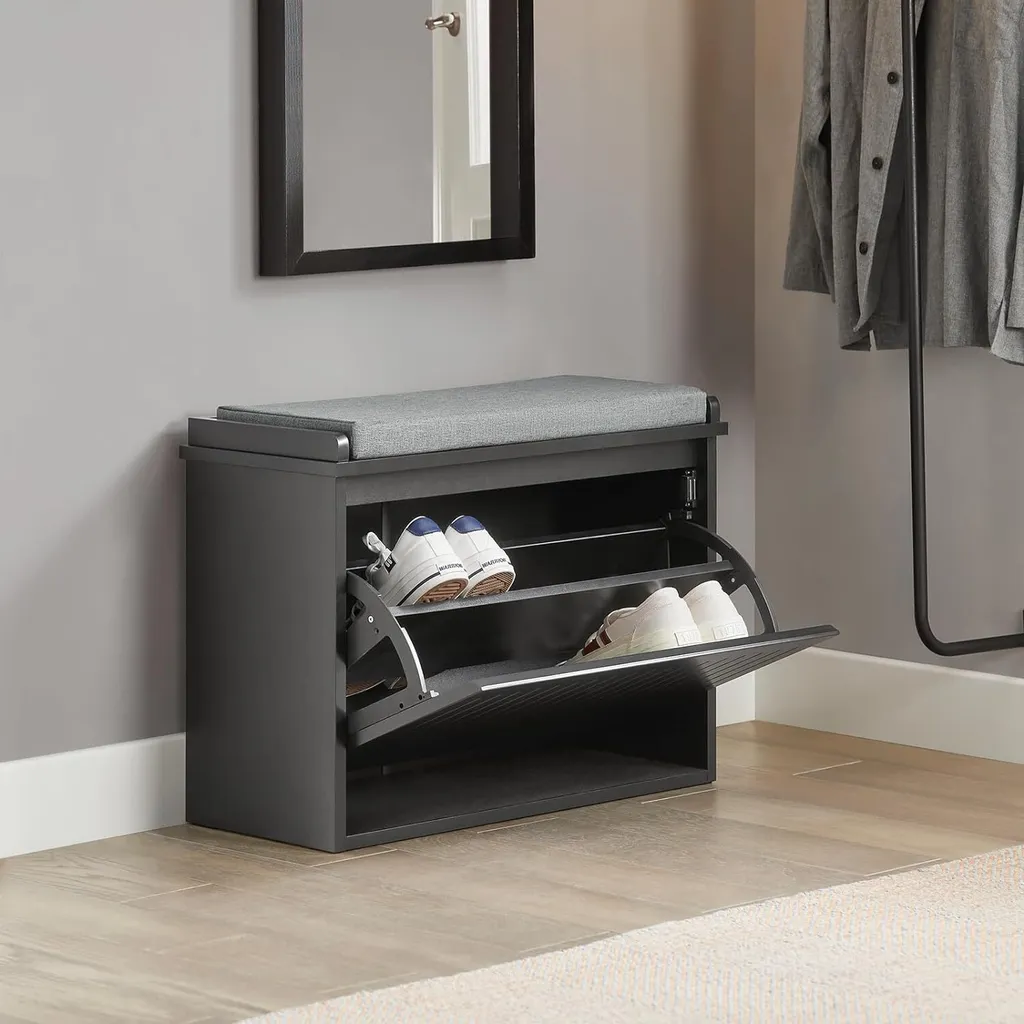 Scarpiera SoBuy Nera con Cuscino: Ordine e Comfort per Tutta la Famiglia - 8