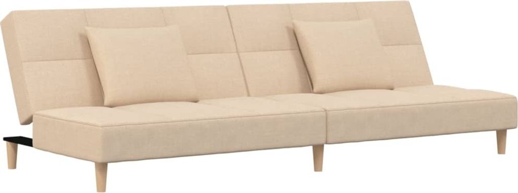 vidaXL Schlafsofa 2-Sitzer mit 2 Kissen Creme Stoff