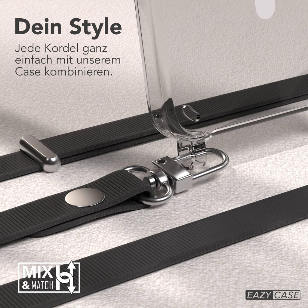 EAZY CASE MagSafe Handyhülle mit Crossbody Handykette für Samsung Galaxy S25, Magnetisches Band, 1-1,90m verstellbar in Schwarz