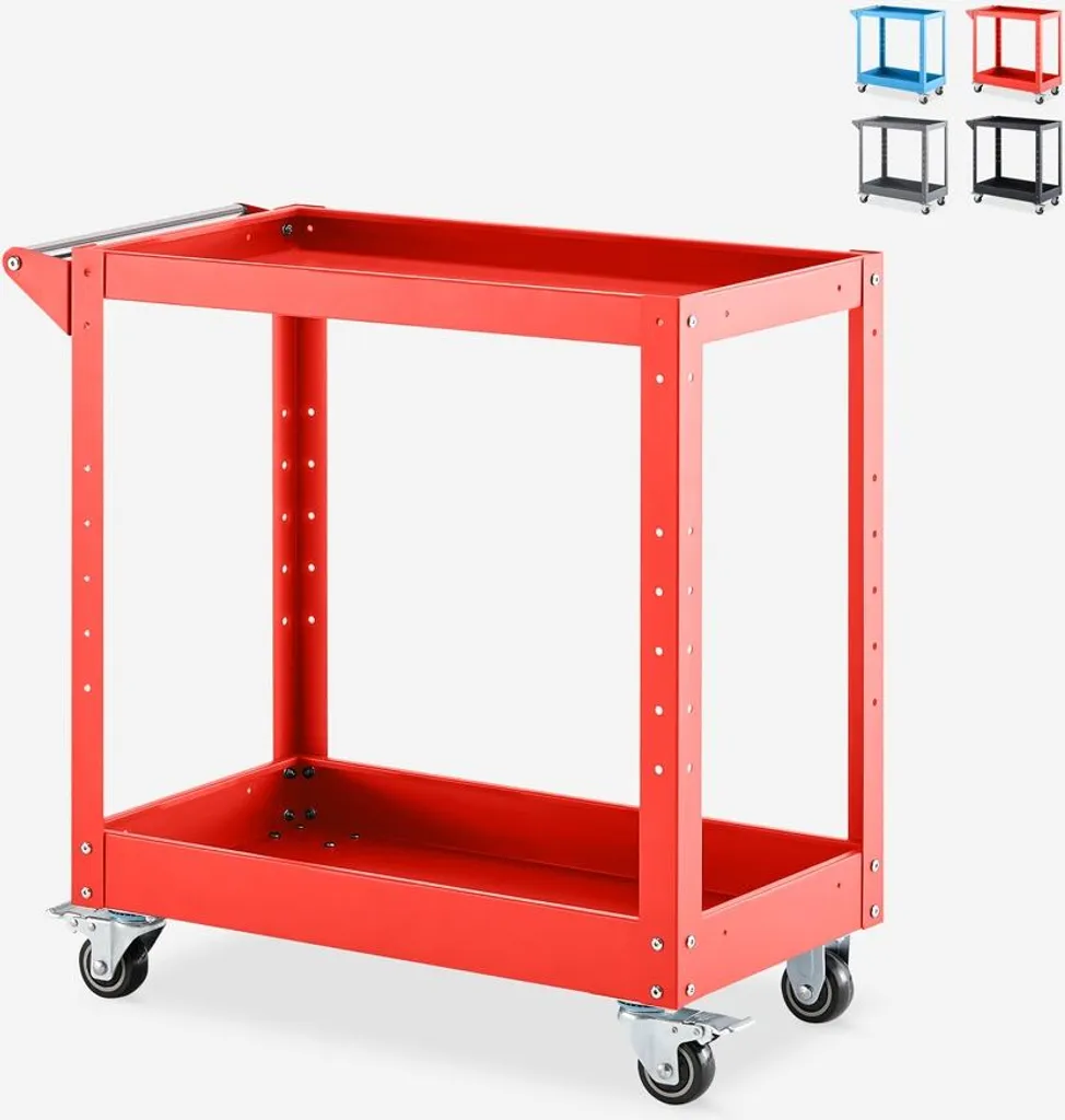 Desserte à outils 2 étagères : chariot métallique garage Kerey