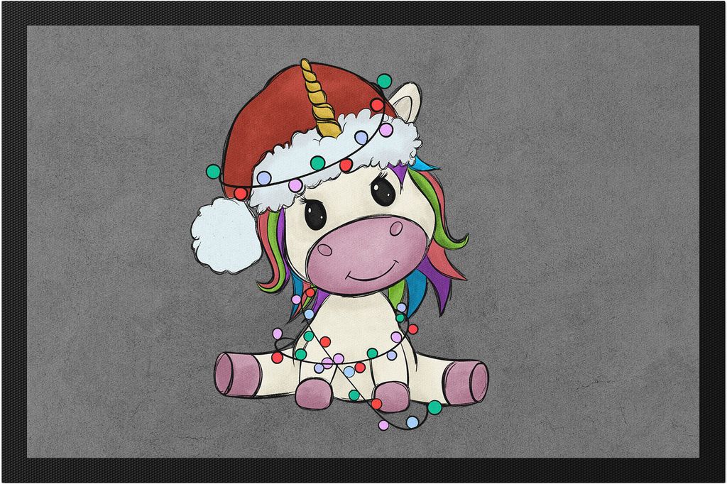 Weihnachts-Einhorn Fußmatte Geschenkidee Einhorn-Fans Unicorn Süßes Motiv für Weihnachten