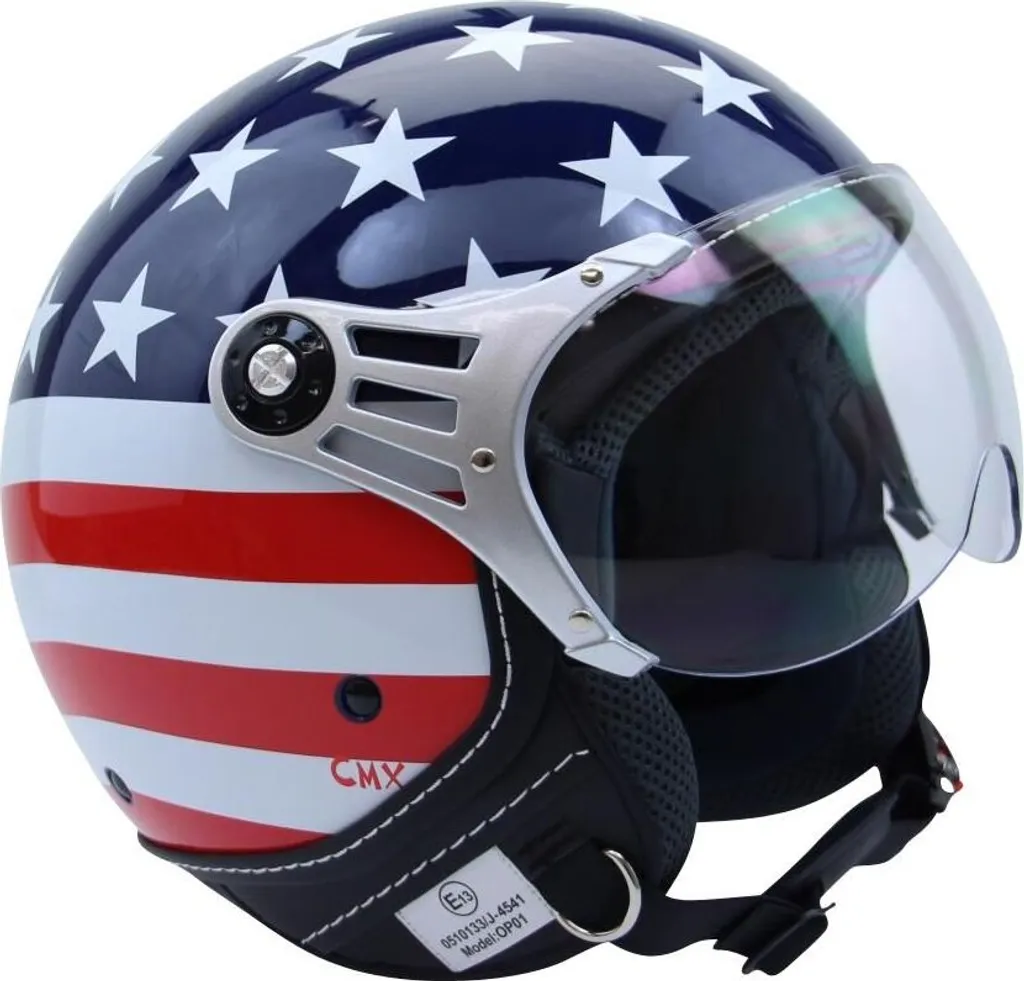 Casque Scooter Jet Stars & Stripes Look Vintage Drapeau Américain en S