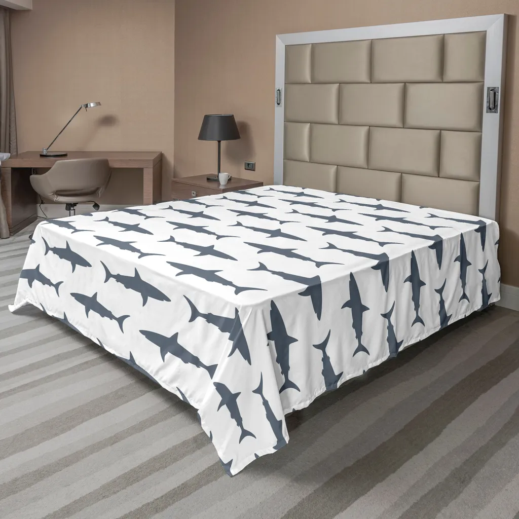 Drap de dessus confortable et résistant motif requin anthracite