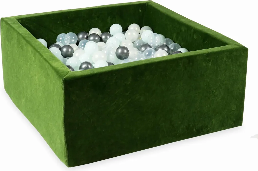 Piscine sèche carrée en velours Olive avec 400 balles pour aire de jeux