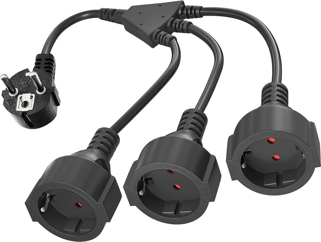 3 Fach Steckdose, Dreifachsteckdose 16A/250V, Steckdosenverteiler IP44 Wasserdicht,Schwarz