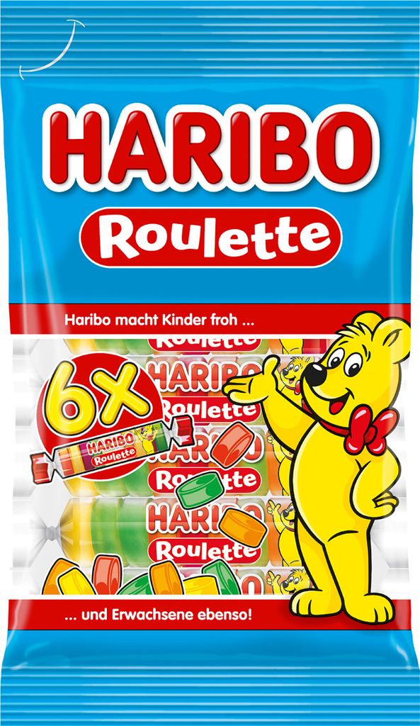 Haribo Roulette Rolls 6 rolek 6x plastry gumy owocowej 150g Zdjęcie produktu 
