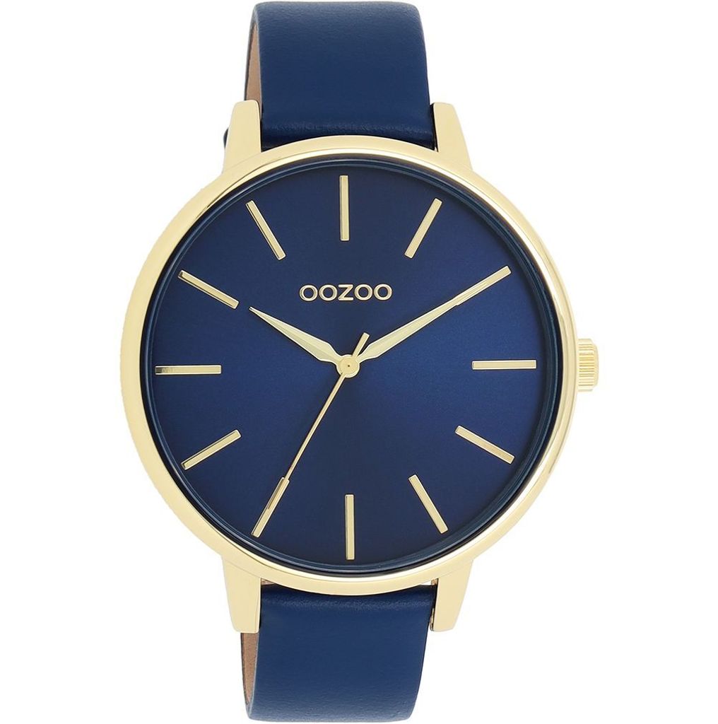 Oozoo Armbanduhr blau Leder Timepieces Damen Analog-Quarzuhr UOC11292