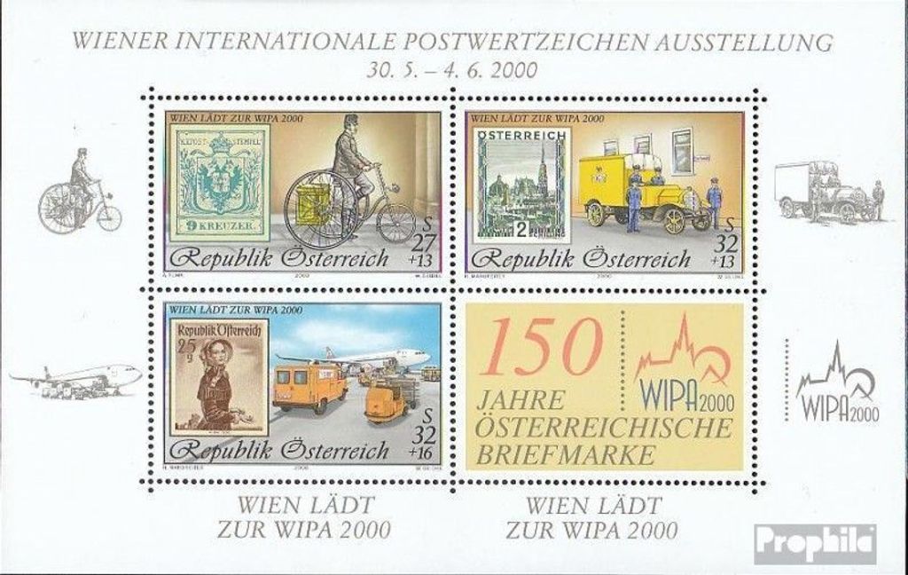 Briefmarken Österreich 2000 Mi Block14 (kompl.Ausg.) gestempelt WIPA