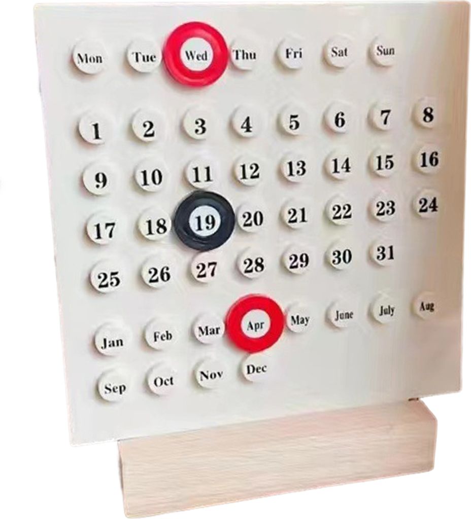 Handgemachter DIY-Tischkalender, kreativ, personalisierbar, Bürodekoration, kreativer Zierkalender, für Zuhause, weiß