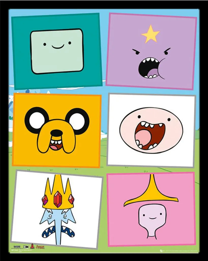 Cadre Photo Shinsuke avec Poster Adventure Time Faces - Protection Vitre