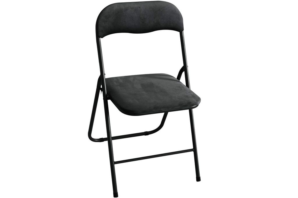 Klappstuhl mit Samtbezug schwarz 613-402035 Produktbild 