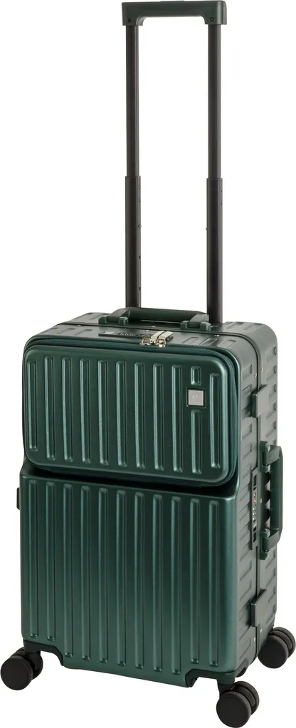 Valigia Travelhouse Roma 55x35x23: Trolley Alluminio con USB Verde