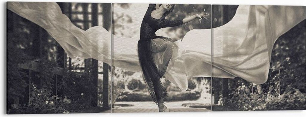 Bild auf Leinwand - Leinwandbild - 3 Teile - Ballerina Tanz Luft - 150x50cm - Wand Bild - Wanddeko - Wandbilder - Leinwanddruck - Bilder - Wanddeko...