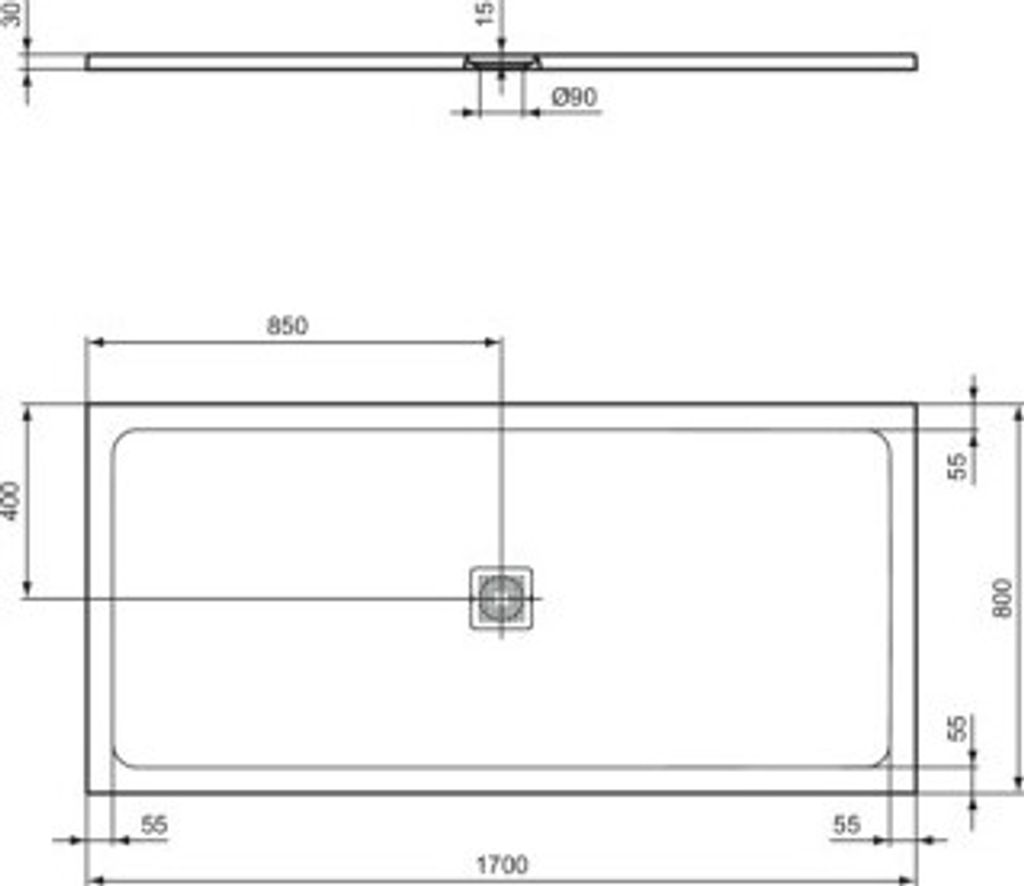 IDEAL STANDARD T5611FT Rechteck-Brausewanne Ultra Flat S +