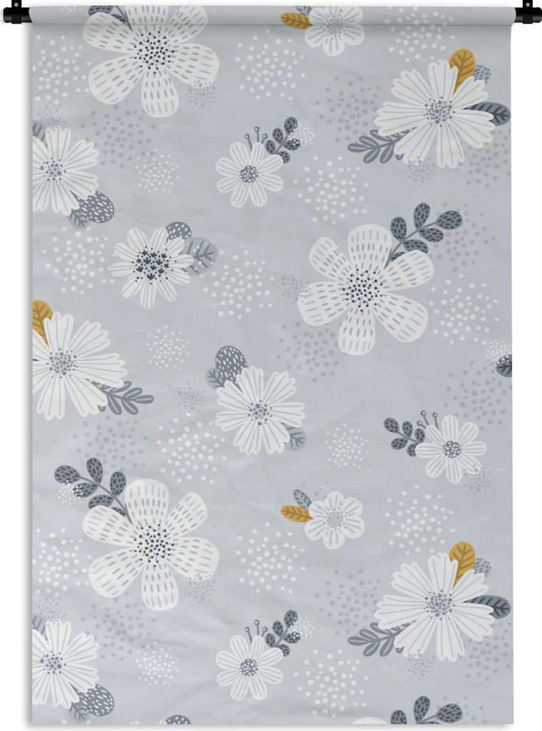 MuchoWow Wandteppich Wandbehang Design - Pflanzen - Blumen 90x135 cm Tapisserie Dekoration Wandtuch - Baumwolle - Wandskulptur