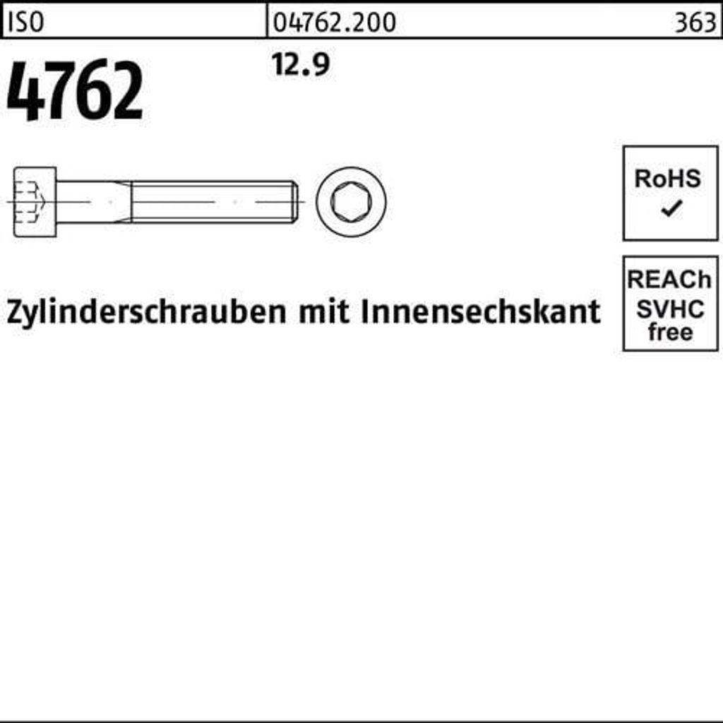 Reyher Zylinderschr. m.I.-6kt ISO 4762 12.9 M 5 x 95 (200 Stück)