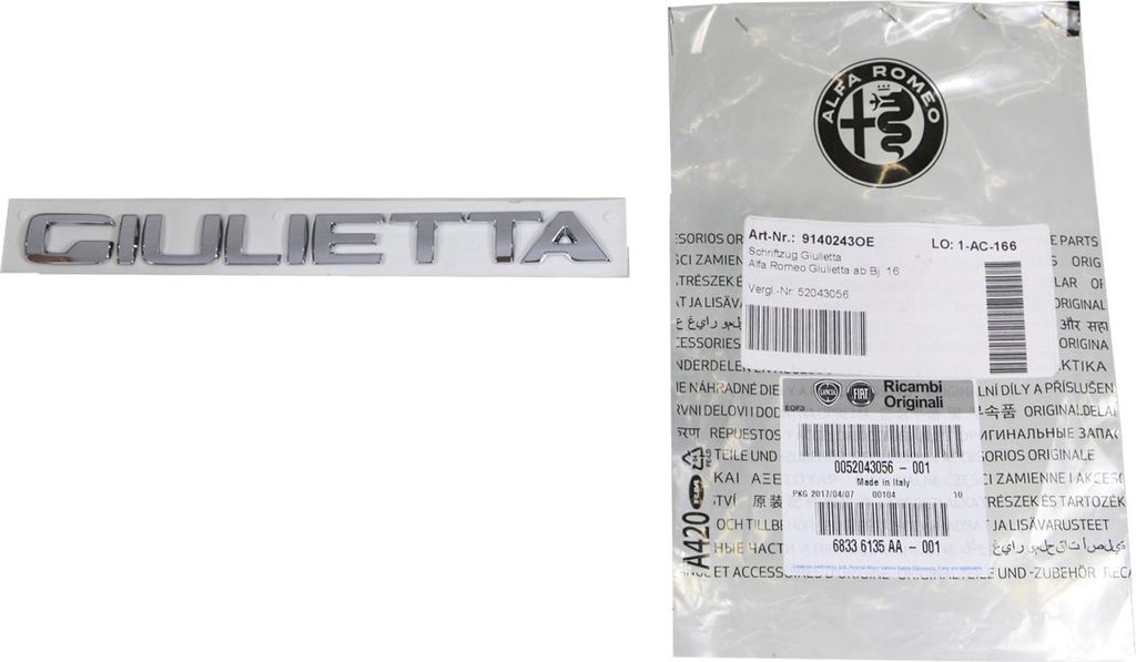 Original Alfa Romeo Emblem Schriftzug Logo Heckklappe Giulietta 52043056