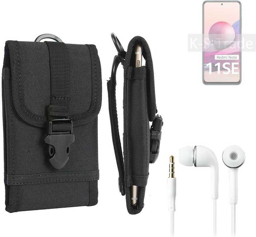 K-S-Trade Holster Schutz Hülle kompatibel mit Xiaomi Redmi Note 11SE India Gürteltasche Handy Hülle Tasche outdoor Seitentasche schwarz 1x +