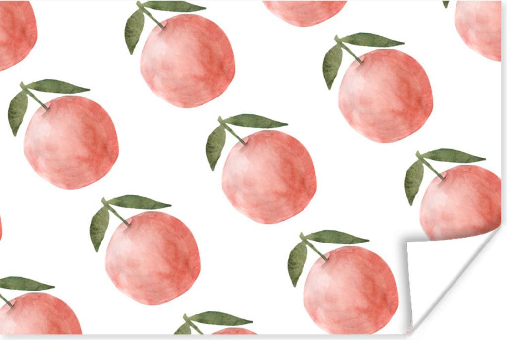 MuchoWow Poster Äpfel - Obst - Schablonen 90x60 cm - Schlafzimmer