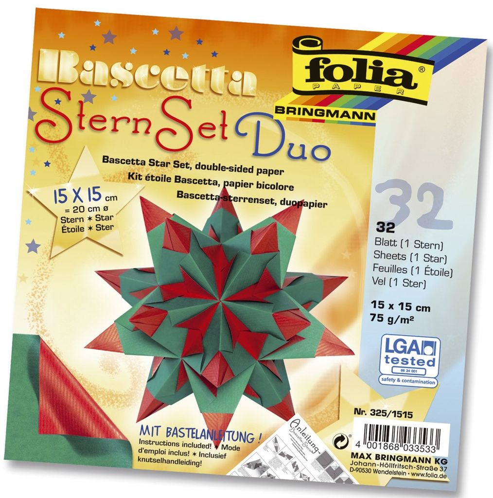 Folia 325/1515 Gwiazda Bascetta - jasnoczerwona/zielona, Ø Zdjęcie produktu 