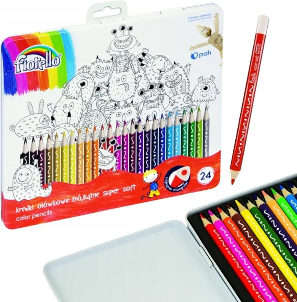 Matite Colorate 24 pz Fiorello Super Soft - Ergonomiche in Metallo 170-2473