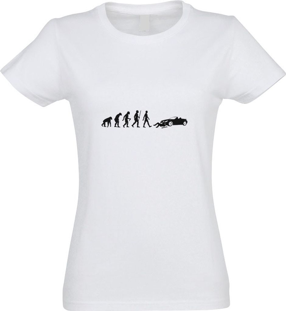 Kiwistar - T-Shirt tailliert - Damen - Weiss - Evolution Automechaniker - mit Motiv Bedruckt - Funshirt Design - Sport - Freizeit - Damen - M