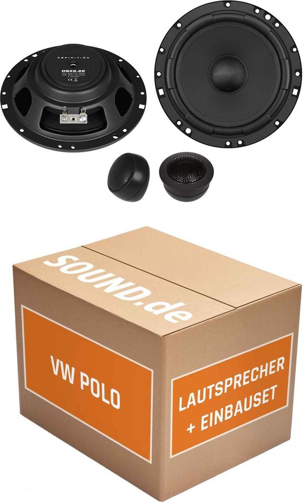 Lautsprecher Boxen Einbaupaket vorne Crunch DSX6.2E passend für VW Polo 4 | Set für zwei Türen