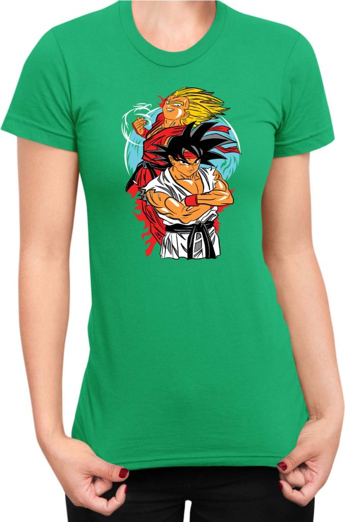 Damen T-Shirt Dragon Anime Manga Ball Z Goku 39, Lady XL / Grün