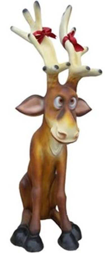 Weichnachten Rudolf Renntier Figur Statue Weihnachtsmann Figuren Dekoration XXL