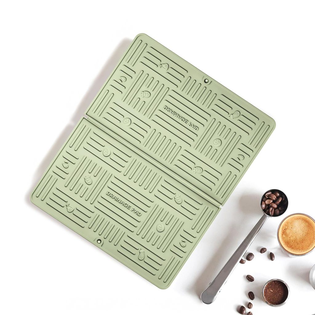 Silikon Abtropfmatte für Geschirr, rutschfest und hitzebeständig, ideal für die Küchentheke und Kaffee-Bar (24,5 x 46,5 x 0,5 cm-Grün-klein).