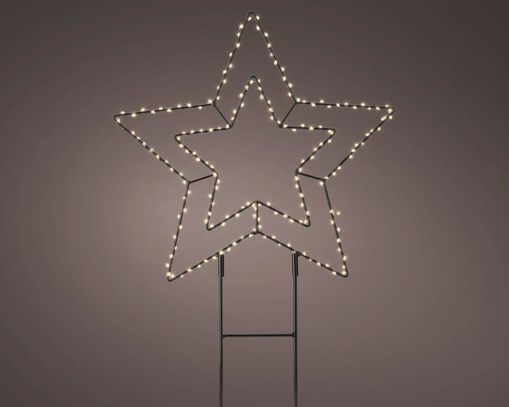 LED Gartenstecker Stern Outdoor 38cm Metall Schwarz / Produktbild 