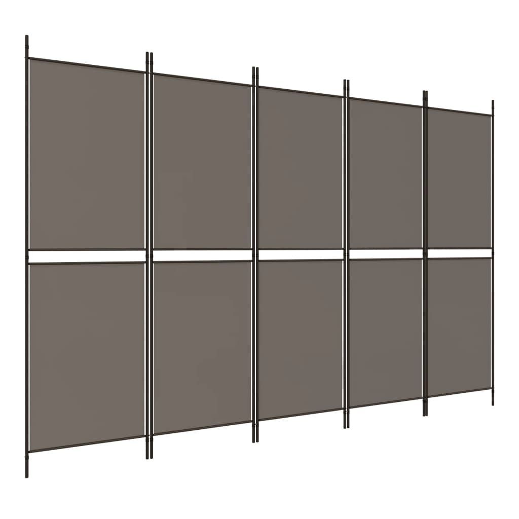 5-tlg. Paravent Anthrazit 250x220 cm Stoff