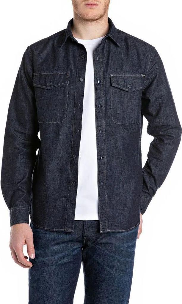Replay M4124 .000.860 B04 Langarmhemd Blau M Herren Blau M Produktbild 