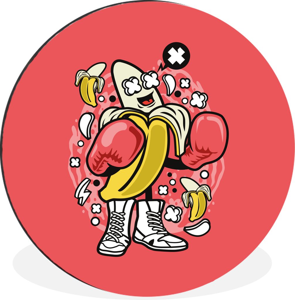 MuchoWow Aluminium Wandkreis Boxen - Banane - Retro Ø 30 cm Wanddeko Modern Wohnzimmer - Wand Bild - Wohnzimmer - Runde Bilder - Alubilder - Kun...