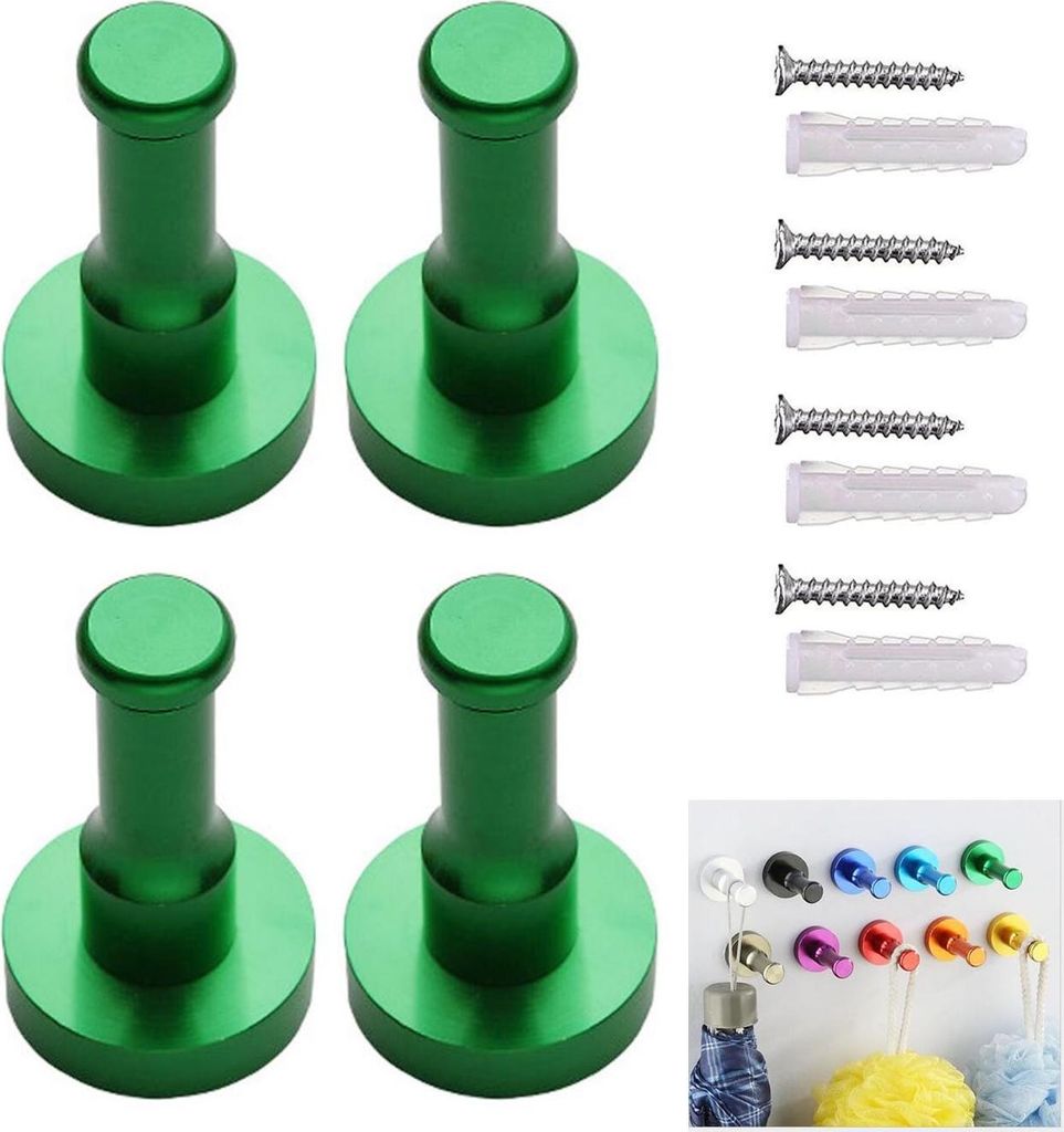 4 Stück Bunte Raum Aluminium Wandmontage Jacken Robe Haken Handtuch Haken Hänger - Grün