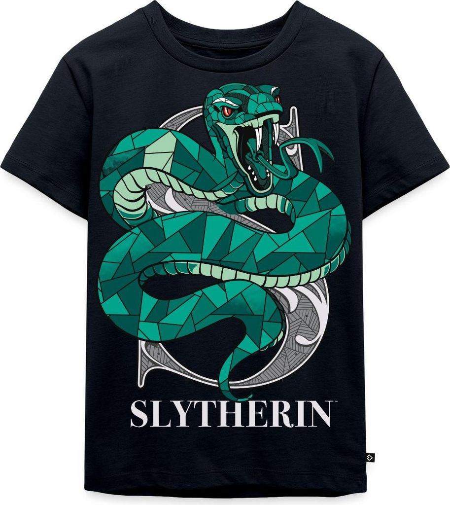 Spreadshirt Harry Potter Slytherin Wappen Monochrom Kinder Premium T-Shirt, 122/128 (6 Jahre), Navy