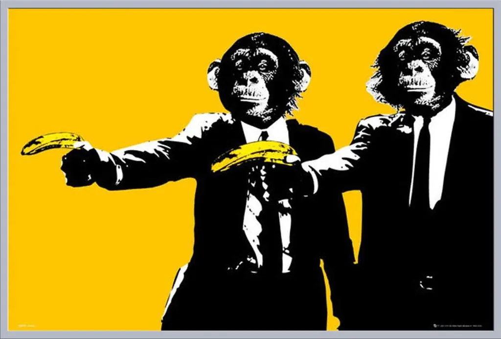 Poster Encadré The Chimp Bananas Shinsuke Cadre Argenté Amovible