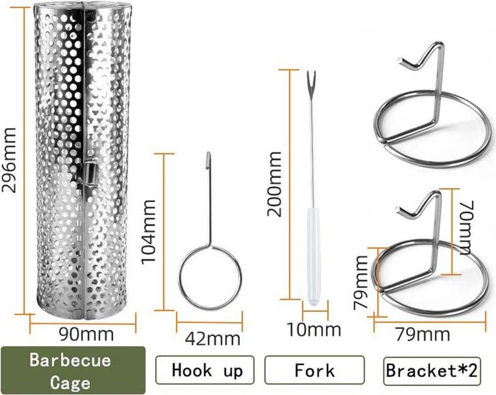 INF Rotierender Edelstahl Grillkorb 20x9x9cm mit 360 Grad Drehfunktion für Outdoor Grillen